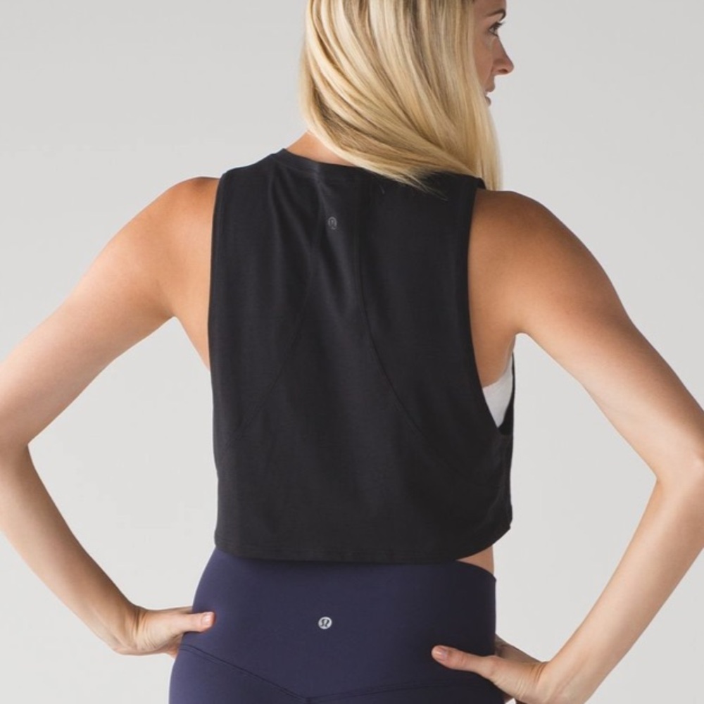 lululemon athletica Black Cropped Muscle Tank Top